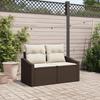 2-seater Garden Sofa with Storage and Cushions In Brown Poly Rattan 42006783