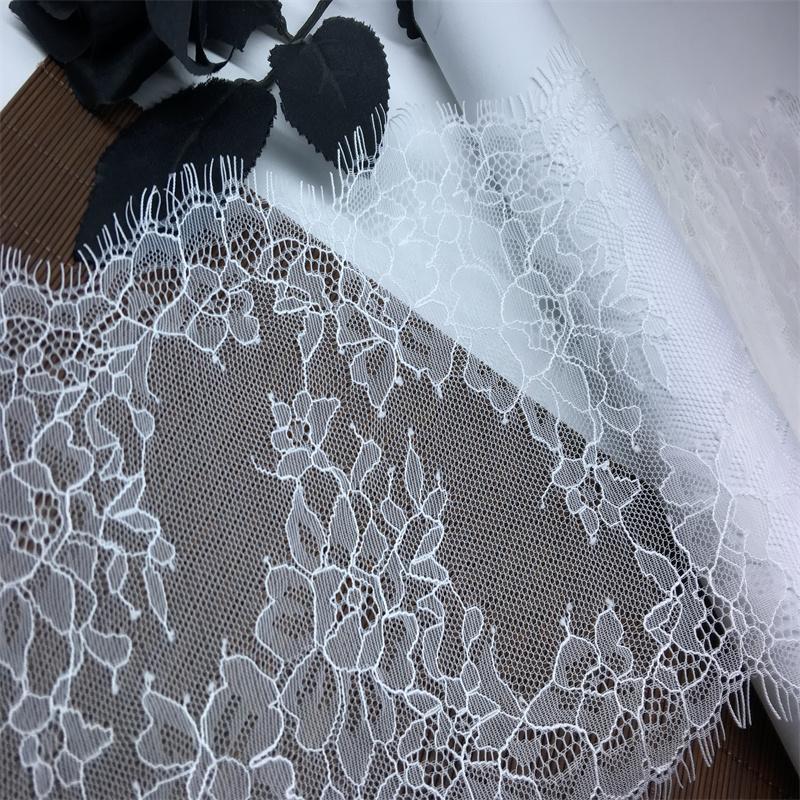 ( 2 Colors ) Chantilly Lace, 3m x 17.5cm, Non-stretch Eyelash Mesh Lace Trim for Lingerie, Bra, Underwear, Lingerie, Dress, Garment, Sewing & Crafting