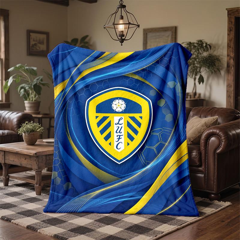Leeds United Football Print Flannel Blanket Soft Warm Sofa Bed Throw Blanket For Home Office Bedroom