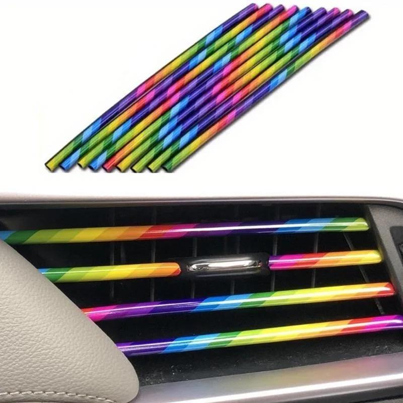 10 шт. Декоративная полоса для кондиционера автомобиля для воздуховыпускного отверстия, Универсальная водонепроницаемая гибкая отделка воздуховыпускного отверстия