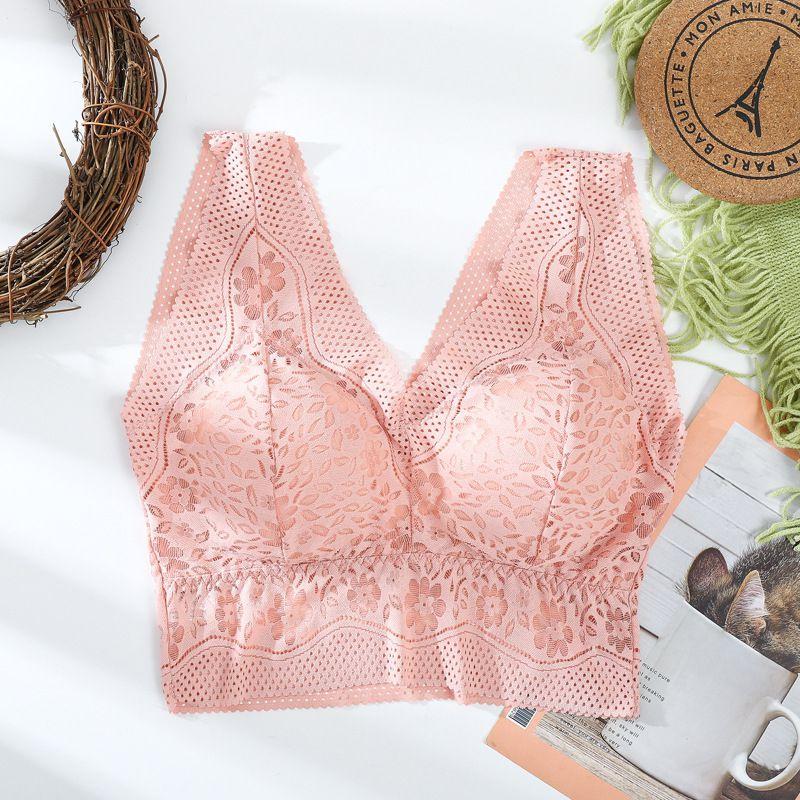 Elegant Women Seamless Lace Sports Bra With Push Up For Sexy Yoga Fitness