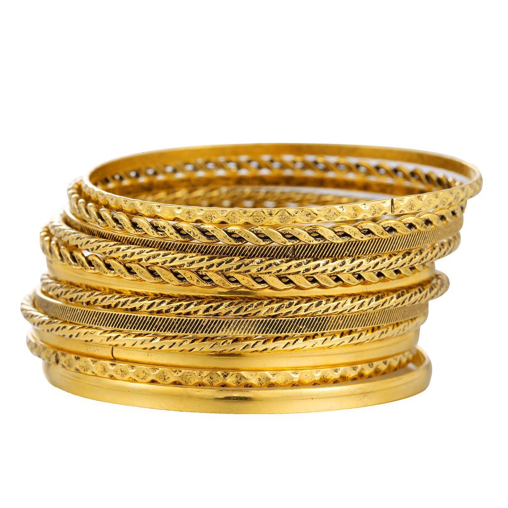 Винтажный хип-хоп индийский сферический браслет-манжета набор из 9 штабелируемых браслетов