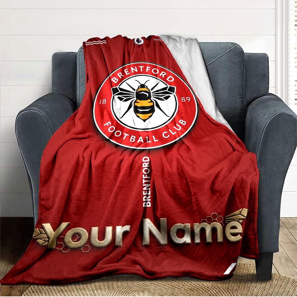 Name Custom Brentford FC Print Flannel Blanket High Quality Warm Comfortable Cover for All Seasons Perfect for Gifts Home Decor