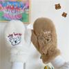Bear Embroidery Soft Plush Gloves Women Winter Warm Thicken Fingerless Mittens Girls Students Outdoor Warmer Gifts Hand Guards