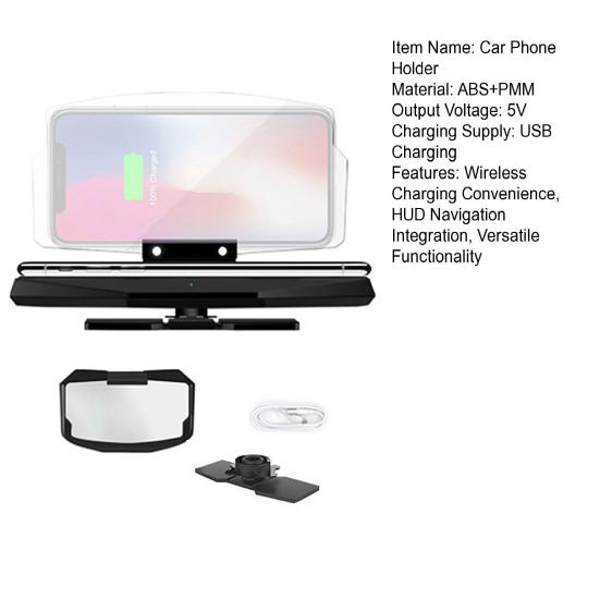 Автомобильный держатель для телефона HUD с функцией беспроводной зарядки, режим GPS-навигации, аксессуар для автомобильного кронштейна