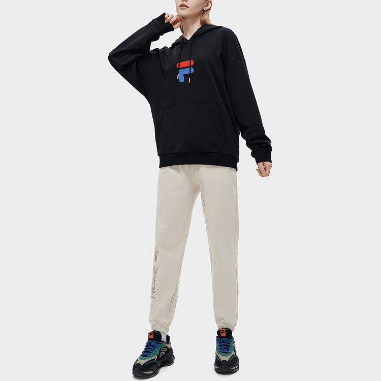 Fila Fusion Худи с принтом логотипа свободного кроя на шнурке в американском стиле для мужчин Худи мужские Черный T11U313201FBK