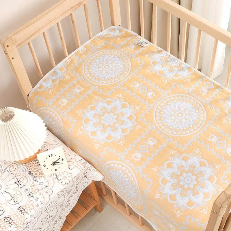 Дышащая 6-слойная хлопковая простыня для детской кроватки для младенцев Мягкое моющееся постельное белье Наматрасник для детского матраса для использования в летний сезон