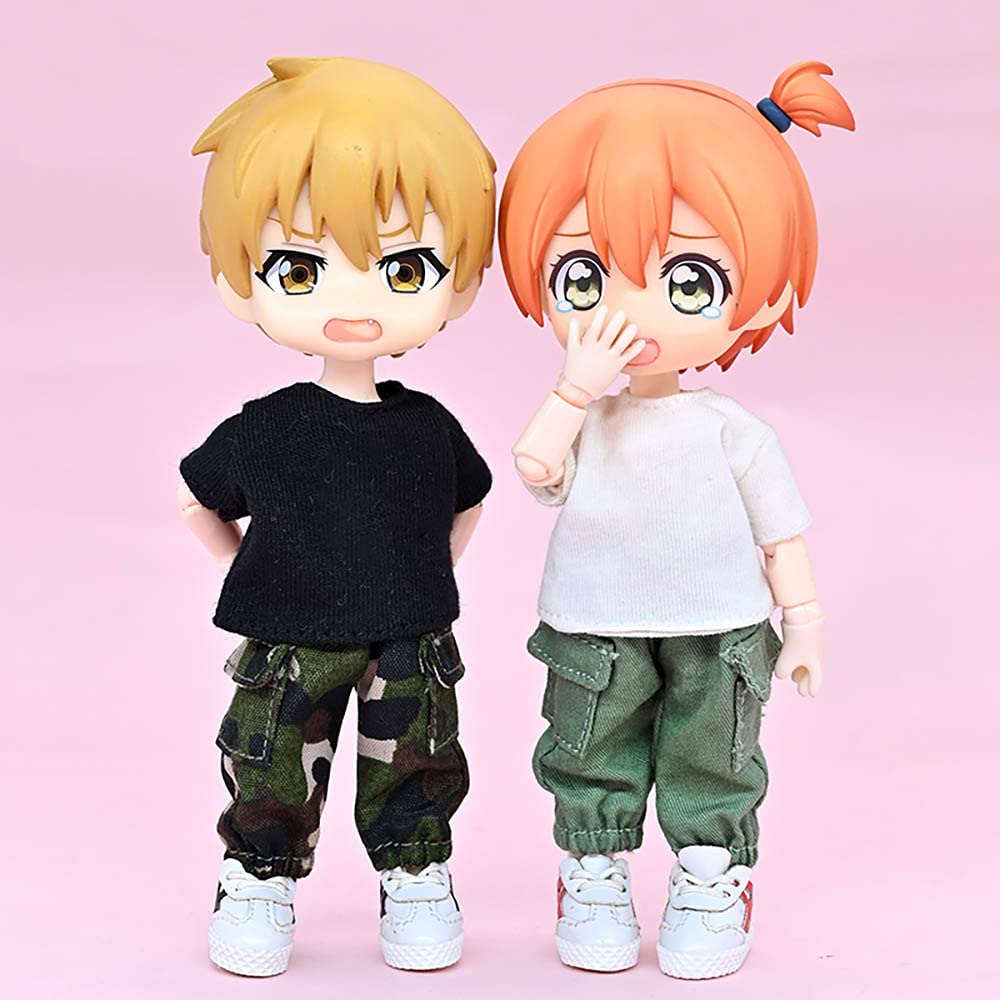 Niannyyhouse Кукла OB11 размера Обицу для тела 11 см комплект брюк Одежда для простой куклы Комбинезон одежда для куклы армейская футболка + футболка из 2 частей 1/12BJD (белый +