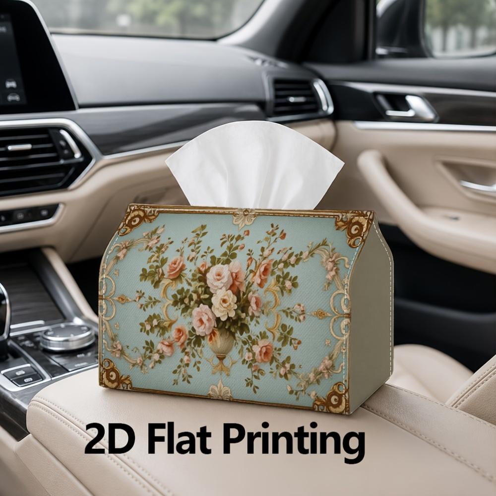 1pc, 2D Flat Printing, Tissue Box Retro Floral Design Paper Towel Holder Pattern Printing Party Tissue Box, Multifunctional Kitchen And Dining Table,