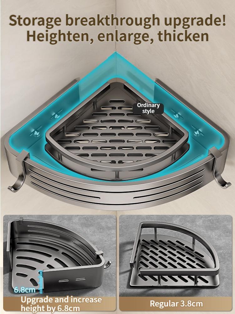 No-Drill Adhesive Style Aluminum Bathroom Shelf Shelves Shampoo Makeup Storage Holder Kitchen Organizer Wall Mounted Rack Access