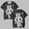 Футболки с 3D-принтом Labubu для детей, мультяшные футболки для мальчиков и девочек, парные футболки с коротким рукавом, детские футболки в одном стиле для родителей и детей
