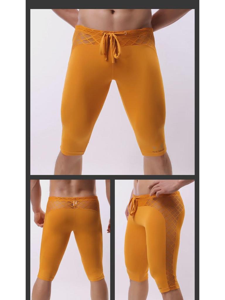 Мужские облегающие спортивные штаны для бега из ледяного шелка и нейлона