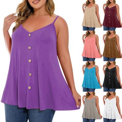 Женский повседневный жилет больших размеров с регулируемыми бретелями, топ без рукавов с V-образным вырезом