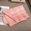Wool Scarf Versatile Sweet Style Winter Warm Plaid Scarf Ins Korean Version Pink Plaid Scarf for Women