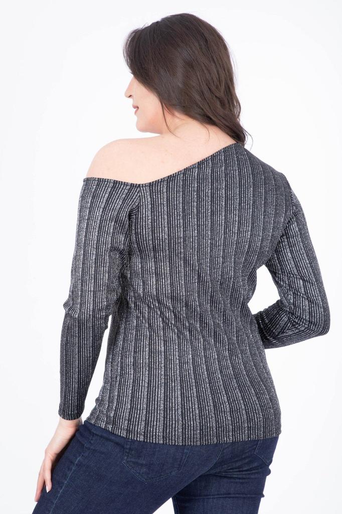 Женская блузка большого размера, блестящая футболка с асимметричным воротником