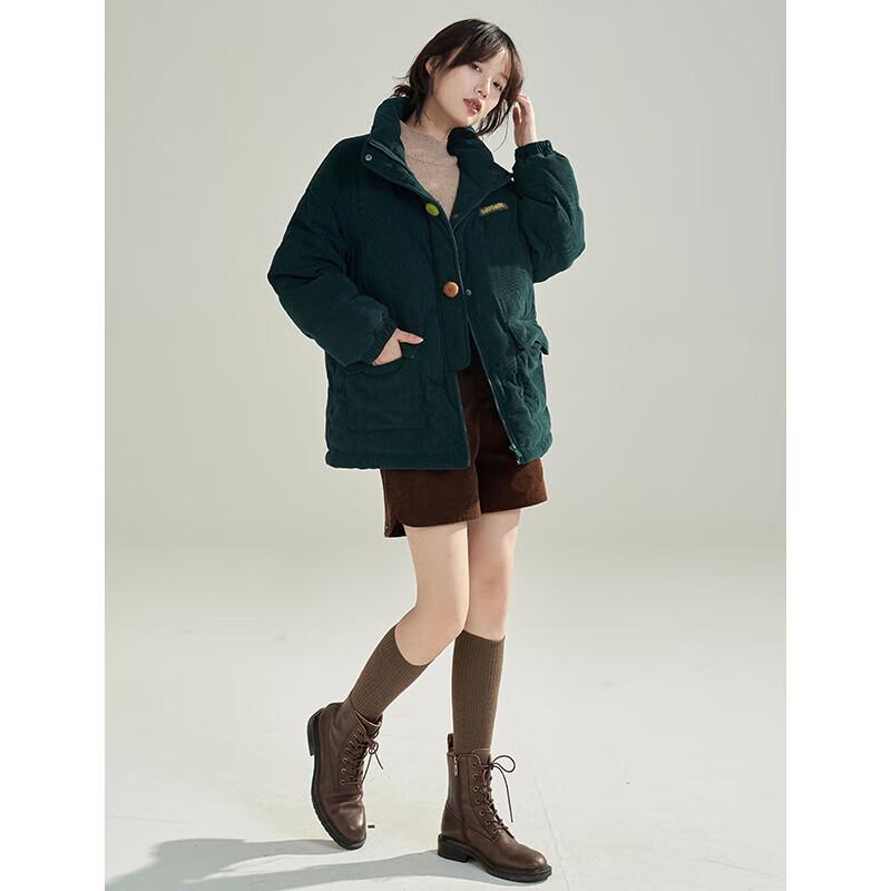 Inman Women's Corduroy Duck Down Short Puffer Jacket