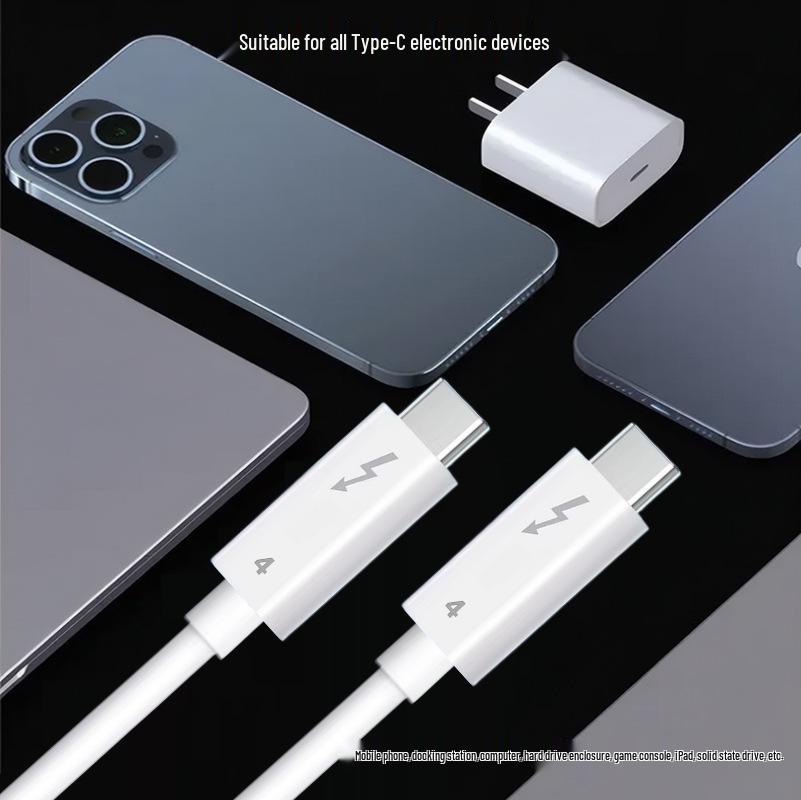 Двойной кабель 240 Вт Thunderbolt 4 USB-C для Android и автомобильной зарядки PD