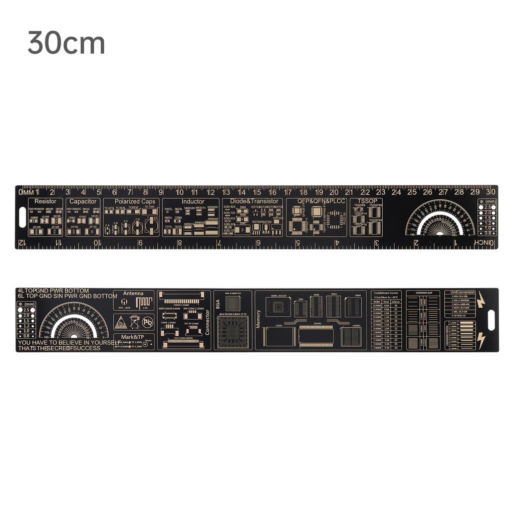 4pcs 15-30cm PCB Ruler Set Straight Edge Heavy Duty Electronic Technician Engineering Drafting Professional