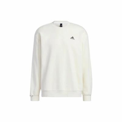adidas ЛЕЙБЛ Однотонный Логотип Принт Круглый Вырез Флисовый Пуловер С Длинным Рукавом Толстовка Унисекс Белый IB2713