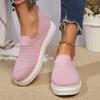 Fashion Women's Summer Breathable Knitted Sneakers Slip On Lightweight Walking Shoes Woman Soft Comfort Low Top Casual Shoes Plus Size
