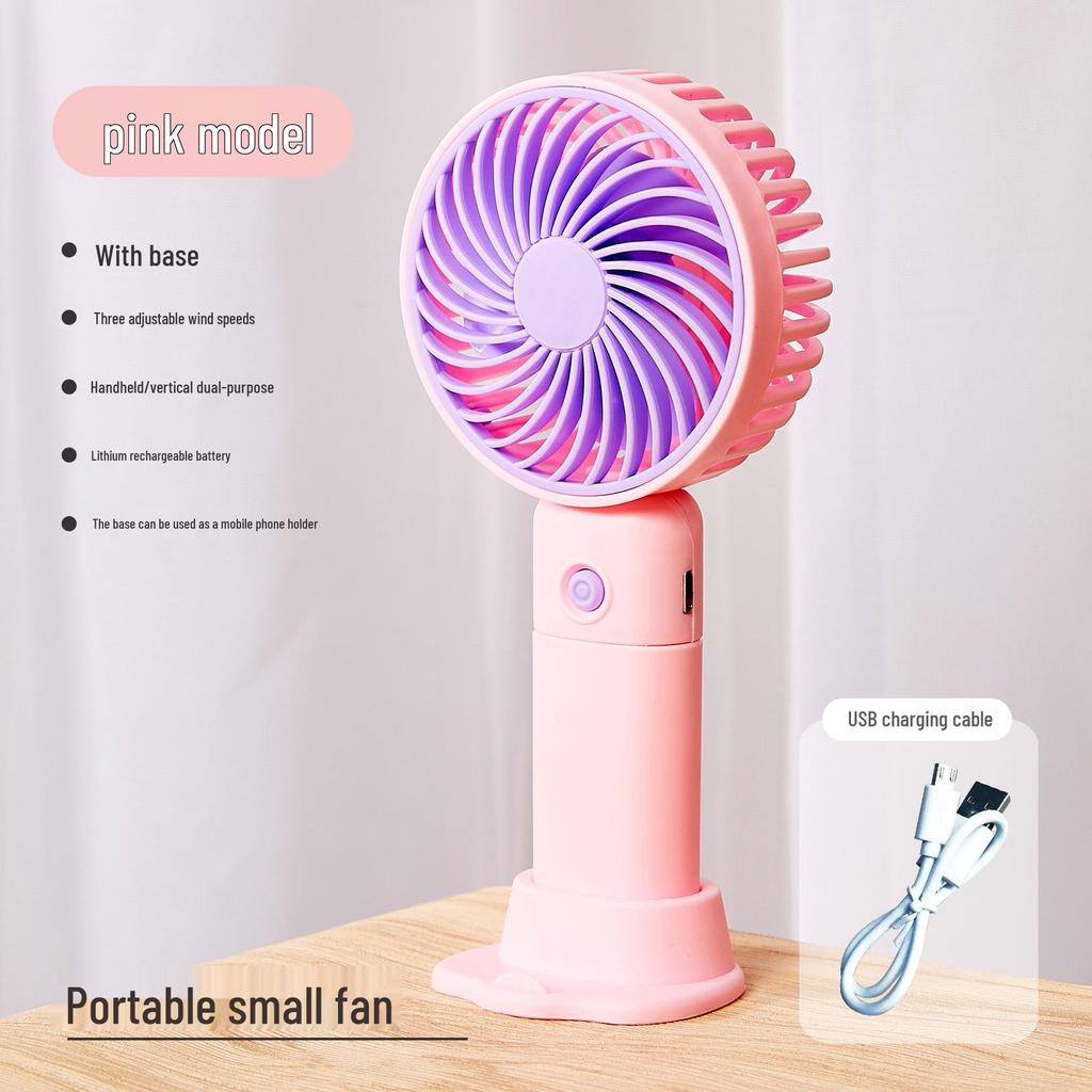 Portable Mini USB Rechargeable Handheld Fan with Desktop Stand - Student Gift