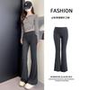 Gray Waist-turned and Slightly Pulled Sweatpants Women's Autumn New Small Low-rise Yoga Sweatpants Casual Flared Pants