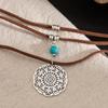 Salircon Boho Multi-layer Korean Velvet Necklace Fashion Geometric Hollow Pattern Metal Pendant Necklace for Women Punk Jewelry
