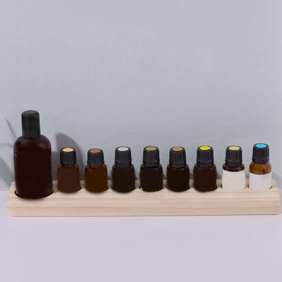 Подставка для эфирного масла Настольный дисплей Многофункциональная компактная полка для хранения премиум-класса Деревянная полка для хранения флаконов духов с 9 отверстиями Органайзер для макияжа