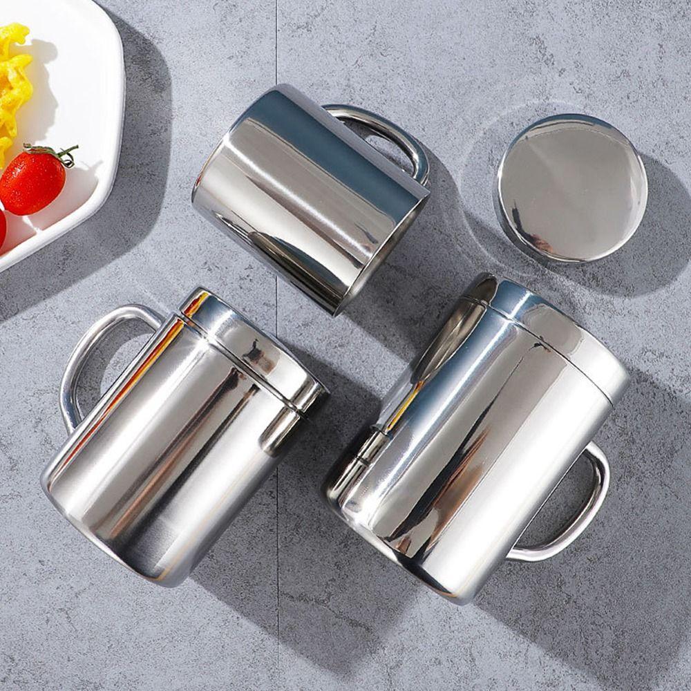 1Pcs 200/300/400ML Water Cup Double Layer Tea Cup New Stainless Steel Mug