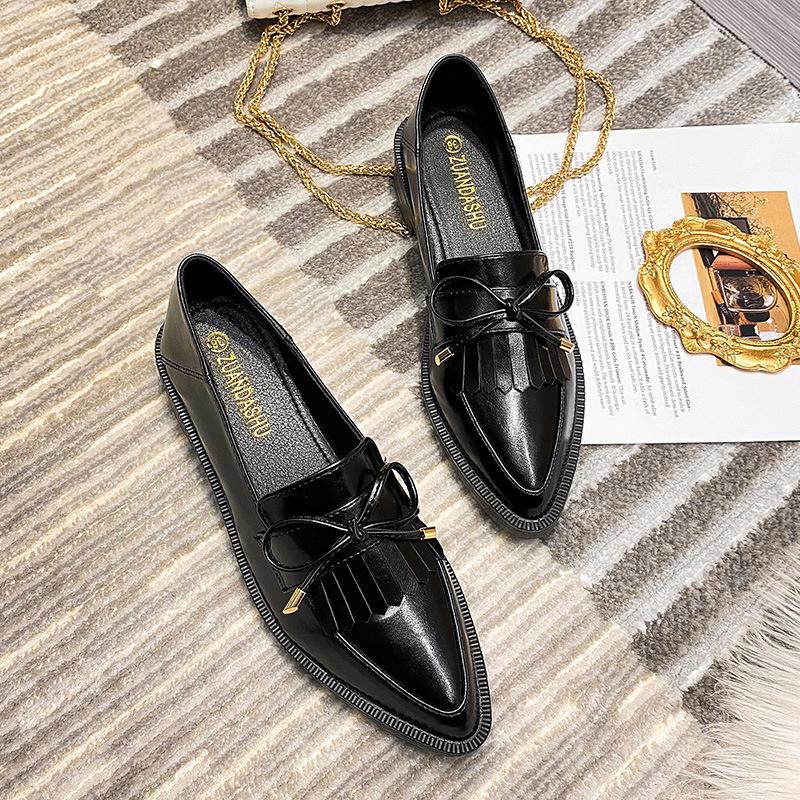 Pointed Toe Womens Loafers Shoes Metal Chain Clogs Platform Casual Female Sneakers Oxfords Slip-on Buckle Creepers On Heels Leat