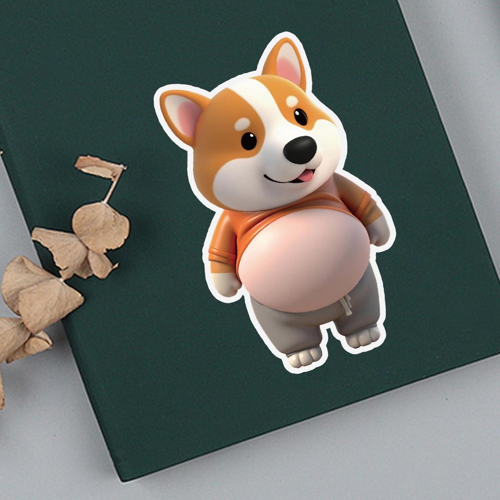 Милая 3D наклейка на живот собаки Сиба-ину, пухлый щенок, силиконовые самоклеящиеся 3D объемные наклейки, рисунки собак, наклейки для скрапбукинга