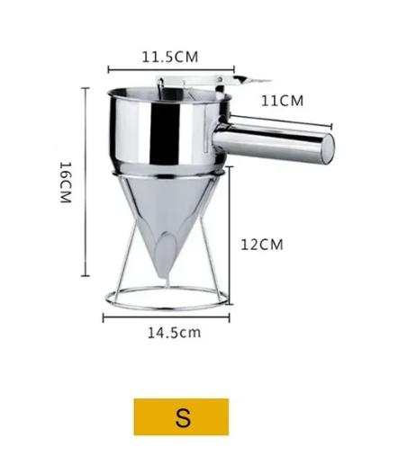 Cone Stainless Steel Pancake Batter Removable Dispenser Funnels with Stand 600/1200ml Great for Cupcakes Takoyaki Baking Tools