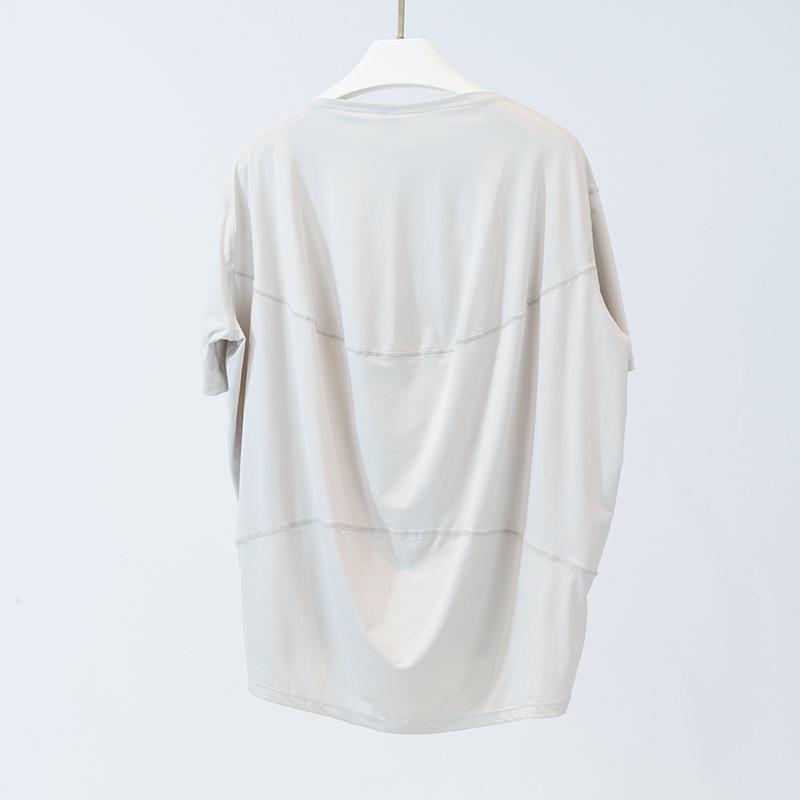 Женский летний ледяной нейлоновый топ для йоги - Защита от солнца, Дышащий, Высокая эластичность, Свободный крой, Удобный короткий рукав для фитнеса