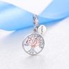 Original 925 Sterling Copper Charm Bead Family Tree Mom Pendant Safety Chain Charms Rose Gold Fit Brand Bracelets DIY Zircon