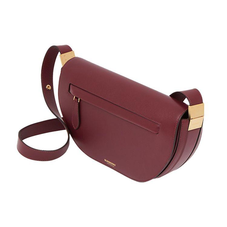 Burberry Olympia Adjustable Shoulder Strap Leather Half Moon Bag Women Shoulder Bag Burgundy 80347171