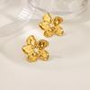 Wind Big Flower Stainless Steel Earrings Women's Exaggerated Earrings High-end K Gold Titanium Steel Stud Earrings