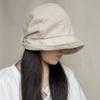 Японская хлопково-льняная плиссированная шляпа-ведро ленивый стиль маленький козырек летняя дышащая льняная шляпа-ведро обернутая голова леди