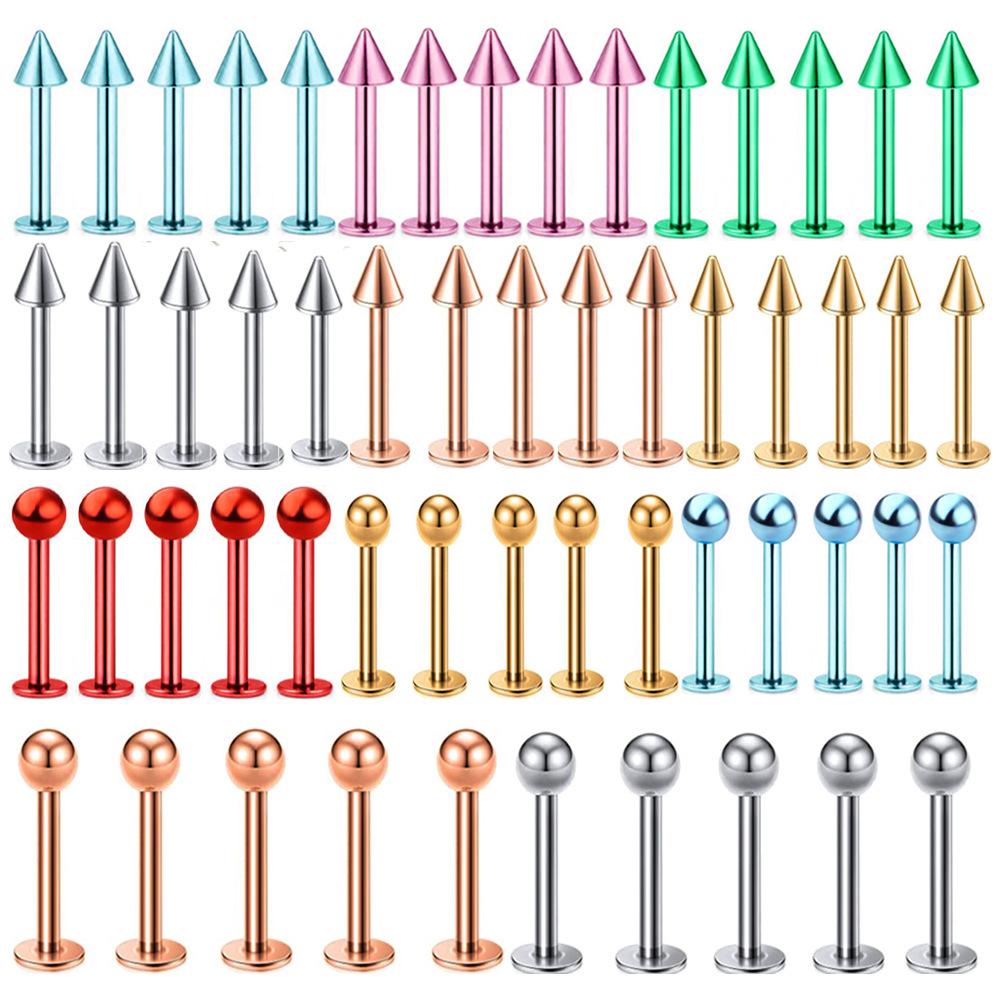 5Pcs Stainless Steel Lip Stud Eyebrow Stud Nose Stud Ear Stud Piercing Jewelry Body Piercing Jewelry