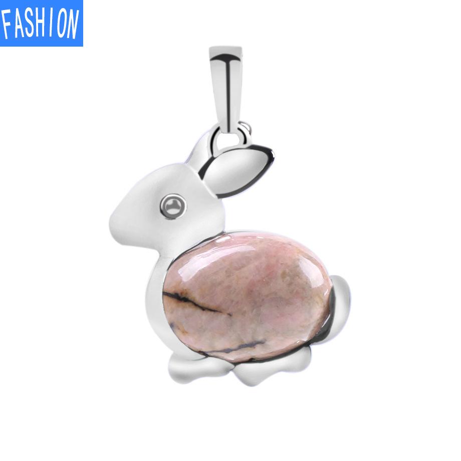 Ожерелье с подвеской из натурального камня серии Lovely Animal из натурального хрусталя и кролика