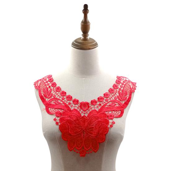 Женский кружевной воротник с вышитыми цветами, аппликациями, цветным кружевным вырезом для самостоятельного шитья, свадебного платья на Хэллоуин, косплея