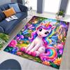 Cute Rainbow Unicorn Non‑Slip Rug, Cartoon Kids Carpet for Bedroom Nursery Home Decoration