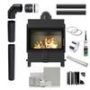 KRATKI LUCY 14 kW Ø200 BLACK ECO Air Fireplace Insert for Wood Installation Kit