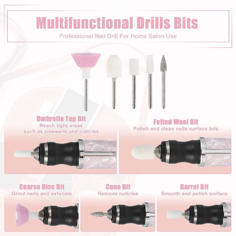Беспроводная электрическая дрель для ногтей, портативная USB перезаряжаемая электрическая пилочка для ногтей, набор фрез для ногтей, инструменты для маникюра и педикюра