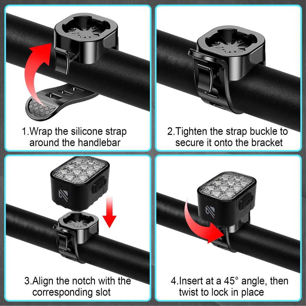 Комплект велосипедных фонарей BUCKLOS 1100 мАч 350 мАч Передний задний фонарь для велосипеда USB-аккумуляторная велосипедная фара Задний фонарь Сверхлегкие фонари