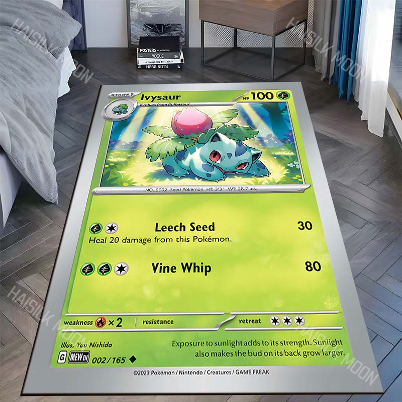 Japanese Classic P-Pokemon Bulbasaur Cards Pattern Carpet for LivingRoom Bedroom Sofa Mat Area Rug Home Decor Play Mat Potdemiel
