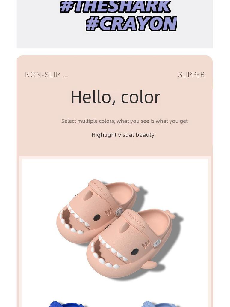 Нескользящие летние сандалии с рисунком акулы для детей - милые тапочки с защитой от столкновений для мальчиков и девочек