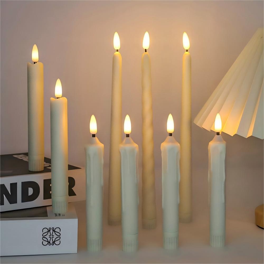 LED Candle Yellow Tear Trace Melting Candle Flame Free Electronic Flameless Candle Romantic Scene Layout Decorative Props