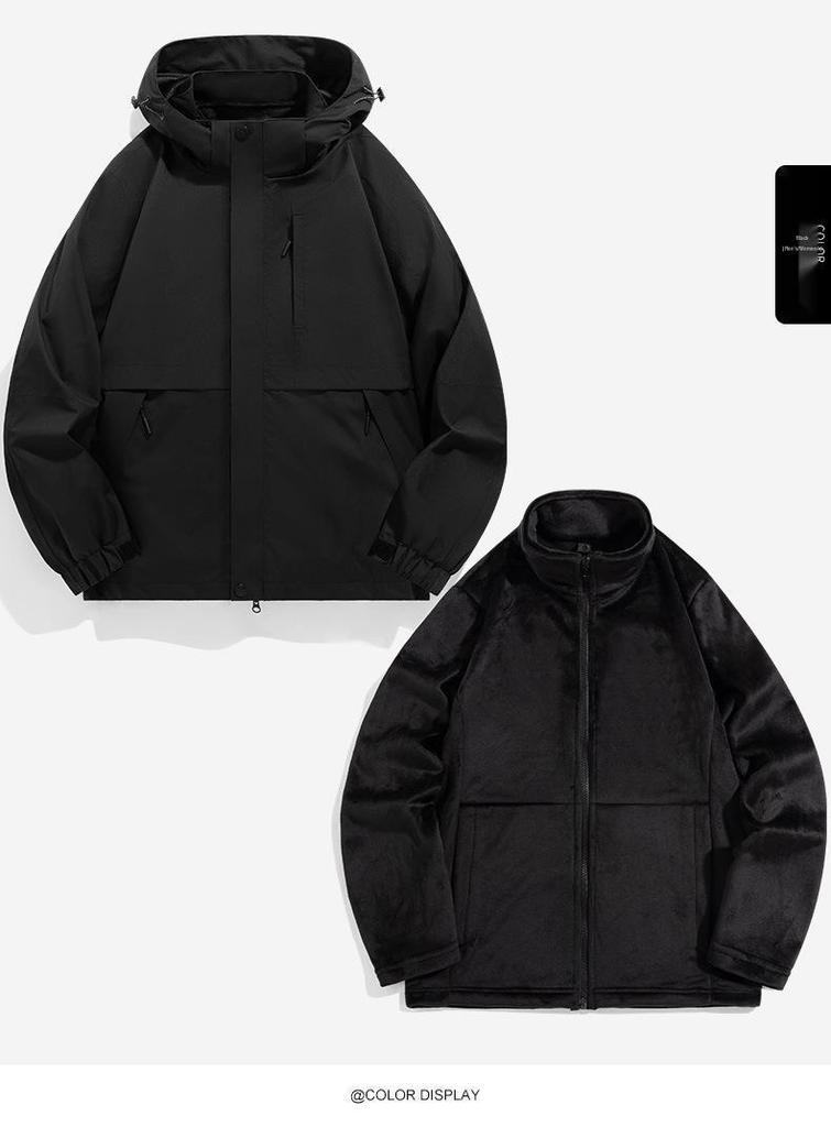 Three-in-One Waterproof Jacket: Heat-Sealed, Detachable, Unisex, Short-Sleeved, for Mountaineering and Sports, Two-Piece Set.
