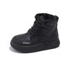 Детские зимние ботинки для мальчиков, теплые, черные, школьные, для девочек, универсальные, повседневные, модные, хлопковые ботинки, боковая молния