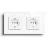 BSEED Single EU Socket Double Power Outlets Triple Electric Sockets Crystal Glass Wall Socket White Black Gold Gray 16A E Series